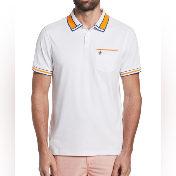 NWT - Original Penguin Men’s Striped Collar Polo Shirt - Size M - Picture 2 of 9